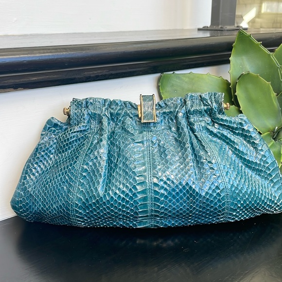 Handbags - Vintage python, snake, skin shoulder clutch handbag, purse, collectors, rare